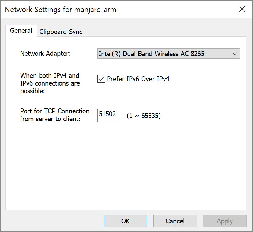 Network Setting1 for Across Client