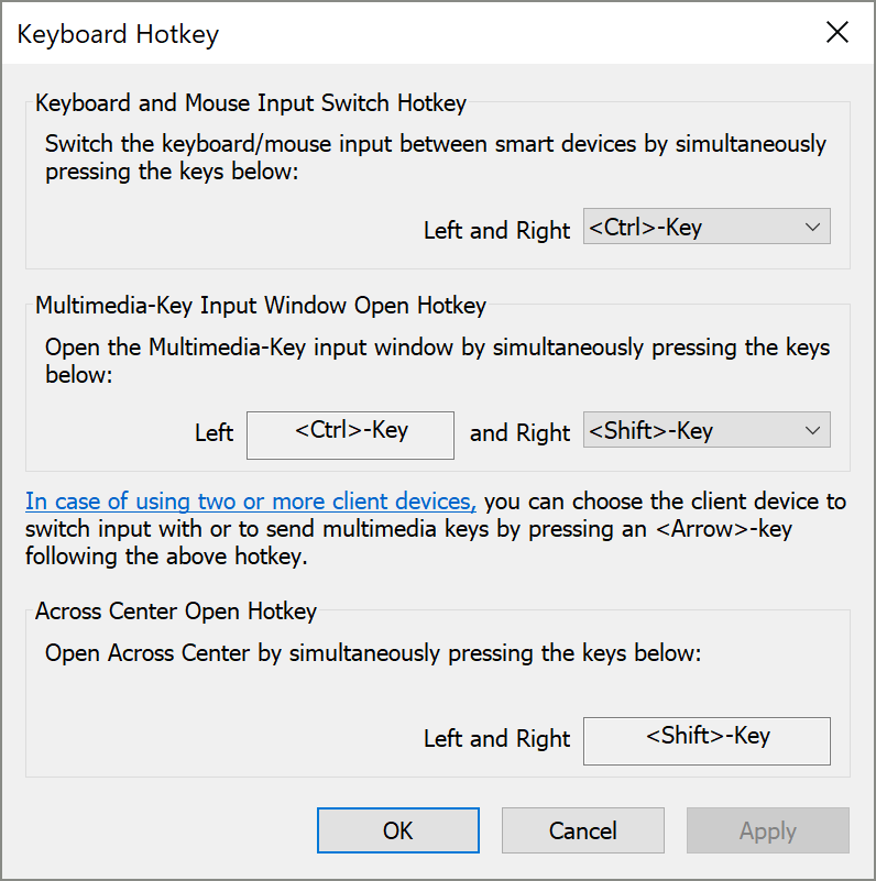 Keyboard Hotkey Settings Dialog
